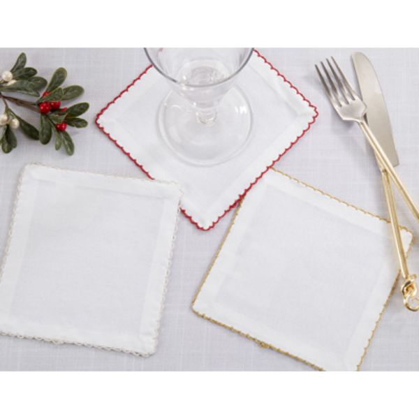 Picture of Saro Lifestyle 1442.R6S 6 x 6 in. Sqaure Whip Stitched Table Napkins, Red - Set of 4