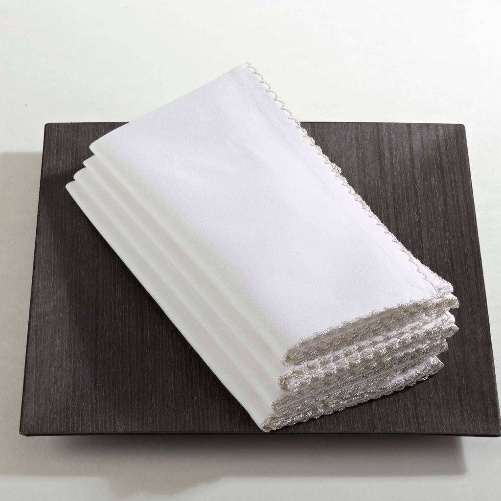 Picture of Saro Lifestyle 1442.S18S 18 x 18 in. Sqaure Whip Stitched Table Napkins, Silver - Set of 4