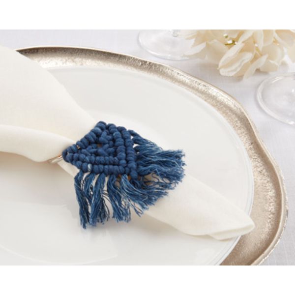 Picture of Saro Lifestyle NR200.NB 2 in. Braided Napkin Rings, Navy Blue - Set of 4