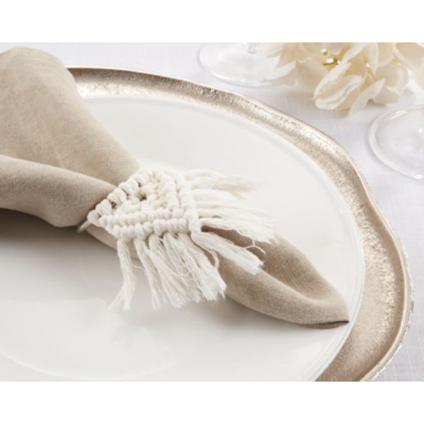 Picture of Saro Lifestyle NR200.W 2 in. Braided Napkin Rings, Natural - Set of 4