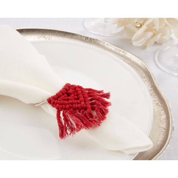 Picture of Saro Lifestyle NR200.R 2 in. Braided Napkin Rings, Natural - Set of 4