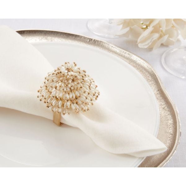 Picture of Saro Lifestyle NR240.GL 2 in. Beaded Design Napkin Rings, Natural - Set of 4