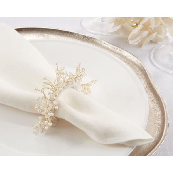 Picture of Saro Lifestyle NR407.I 4.5 x 3.5 in. Pearl Crown Napkin Rings, Ivory - Set of 4