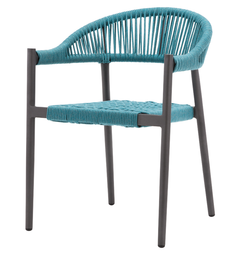 Dining Arm Chair - Tex White Frame with Gray Durarope