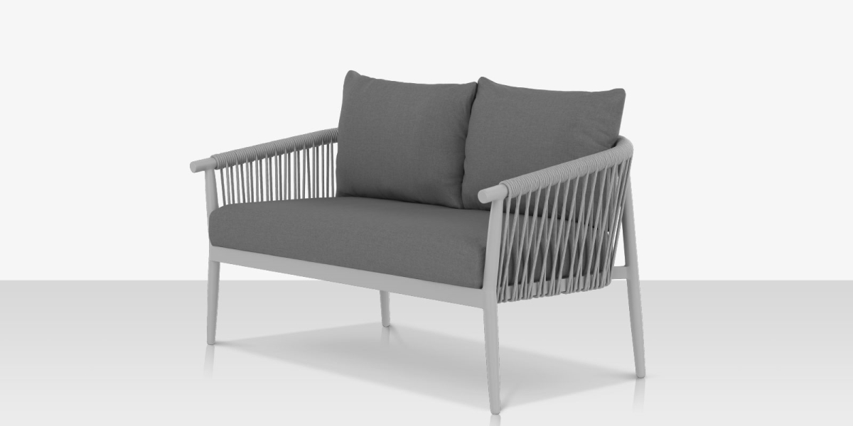 SF-1035-102-KES-SLV Loveseat, Kessler Silver Frame & Silver Rope