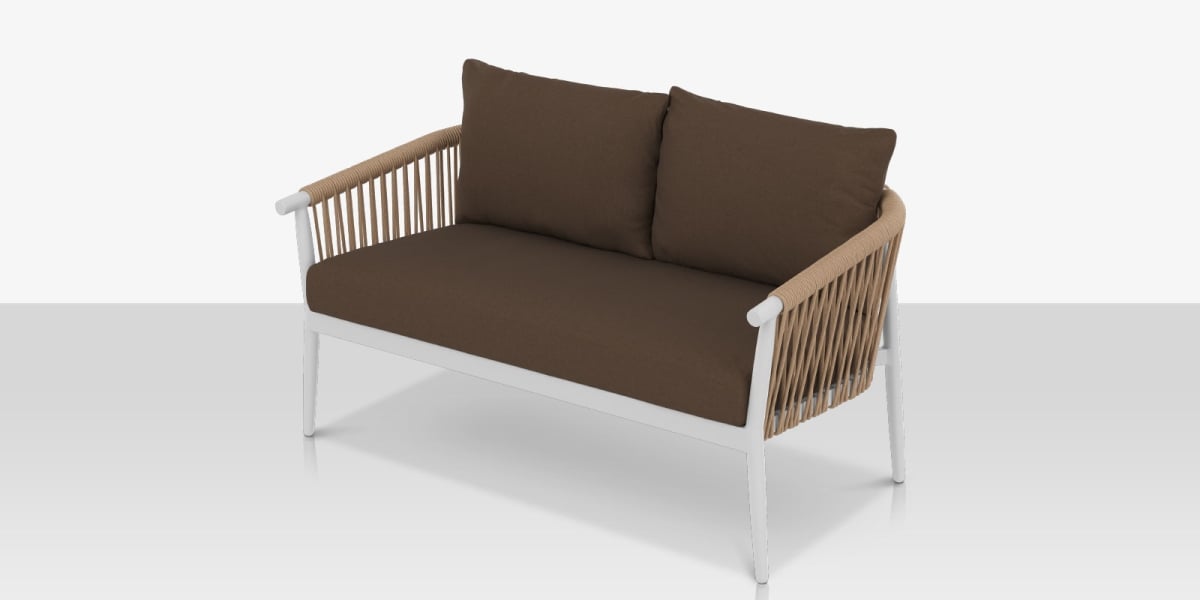 SF-1035-102-TXW-TAN Loveseat, Texture White Frame & Tan Rope