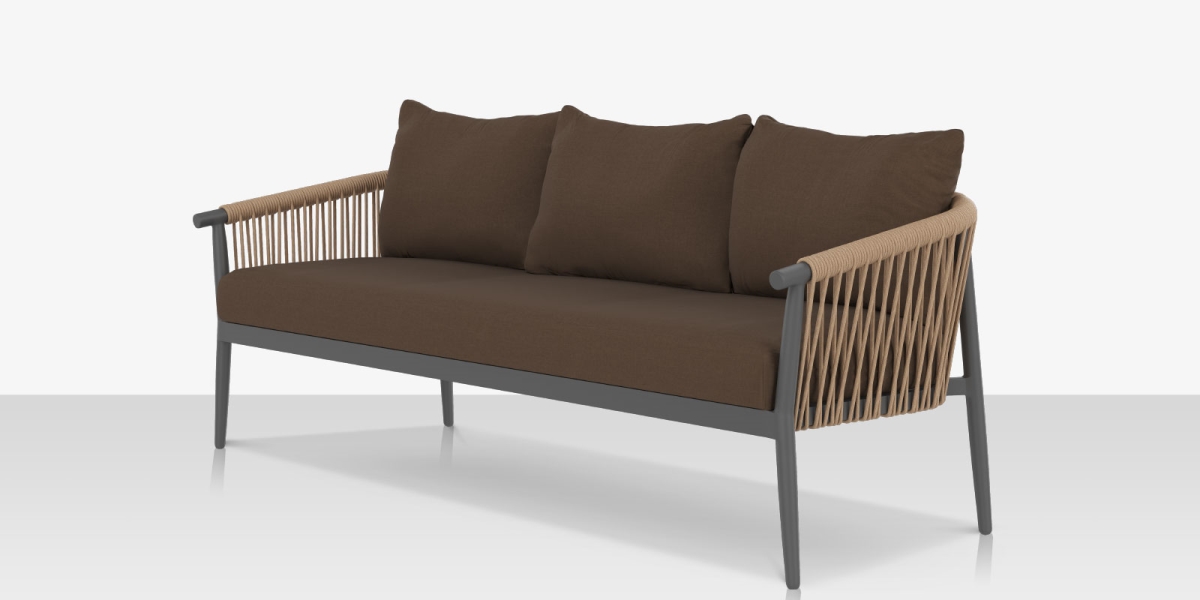 SF-1035-103-TXG-BRW Sofa, Texture Gray Frame & Brown Rope