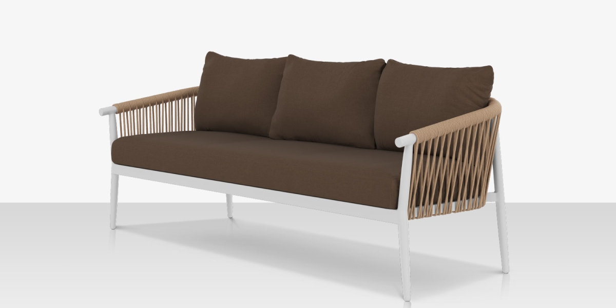 SF-1035-103-TXW-TAN Sofa ,Texture White Frame & Tan Rope