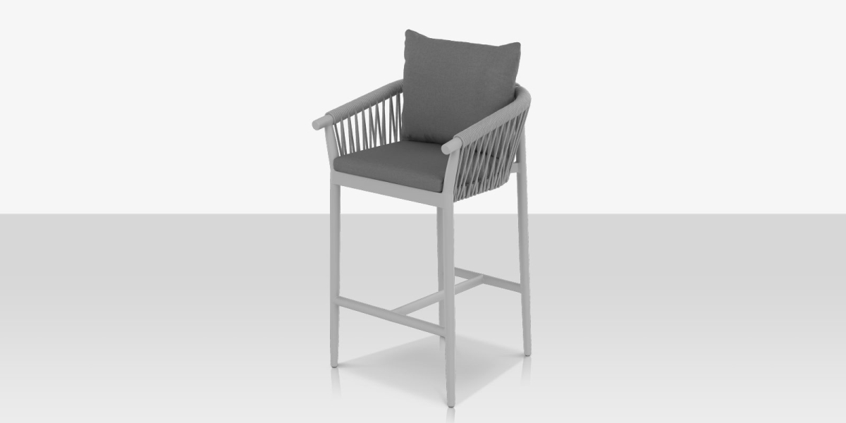 SF-1035-173-KES-SLV Bar Arm Chair, Kessler Silver Frame & Silver Rope