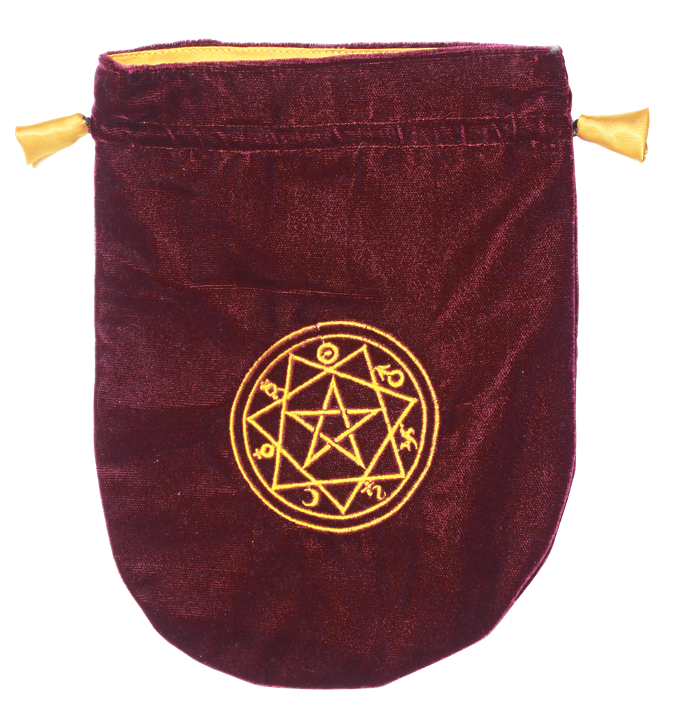 VTB08 Burgundy Velvet Sigilum Circle Tarot Bag