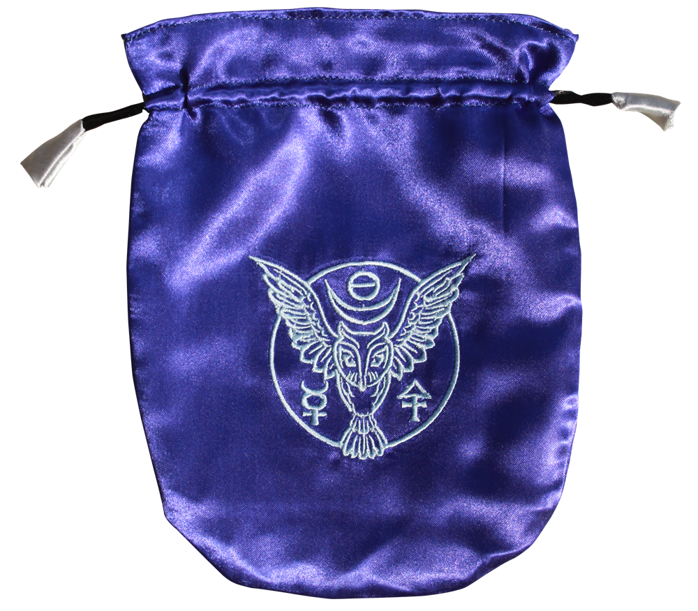 STB06 Blue Satin Owl Tarot Bag
