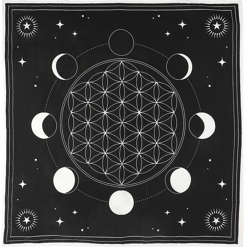 AC776 Moon Phases Sacred Geometry Crystal Grid Cloth