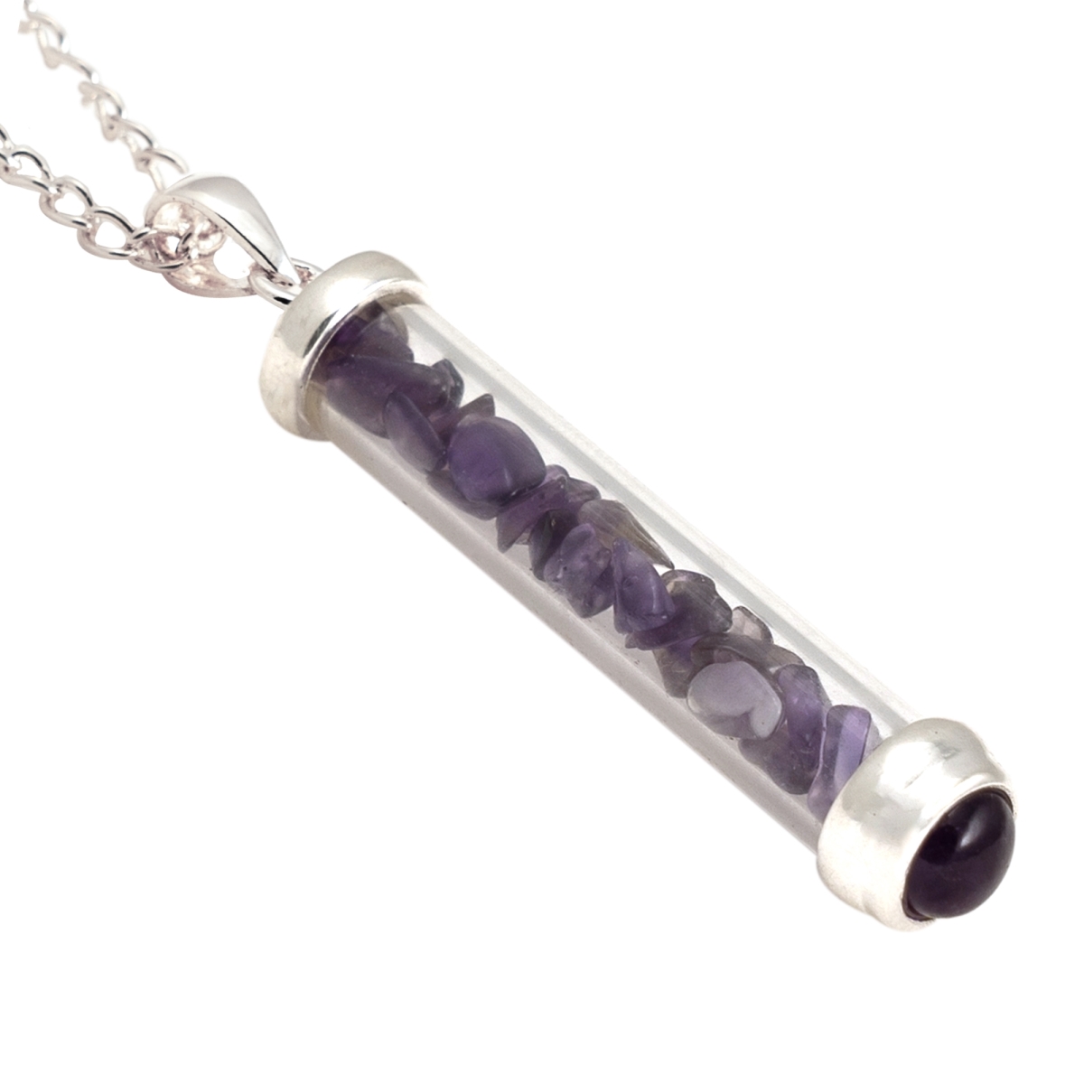 GP02 Amethyst Gem Power Vial Pendant for Healing