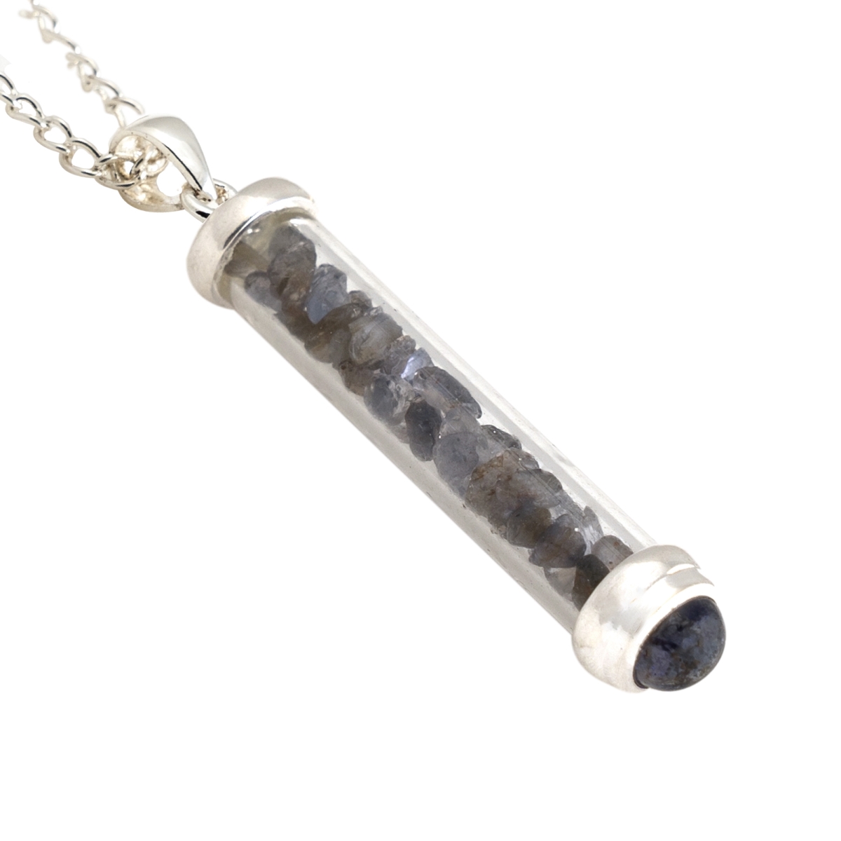 Iolite Gem Power Vial Pendant for Balance