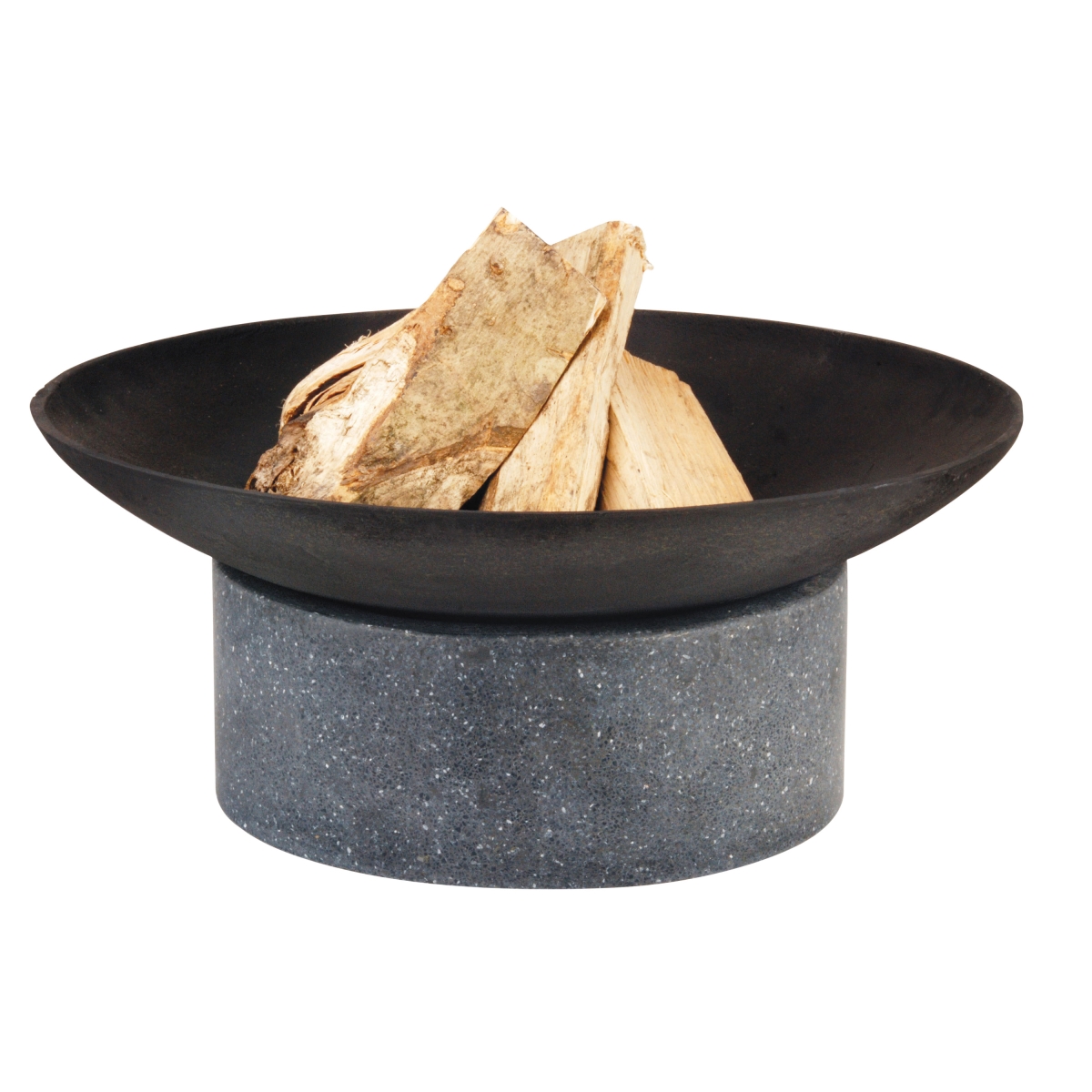 Cast Iron Fire Bowl on Granito Ring Base, Black