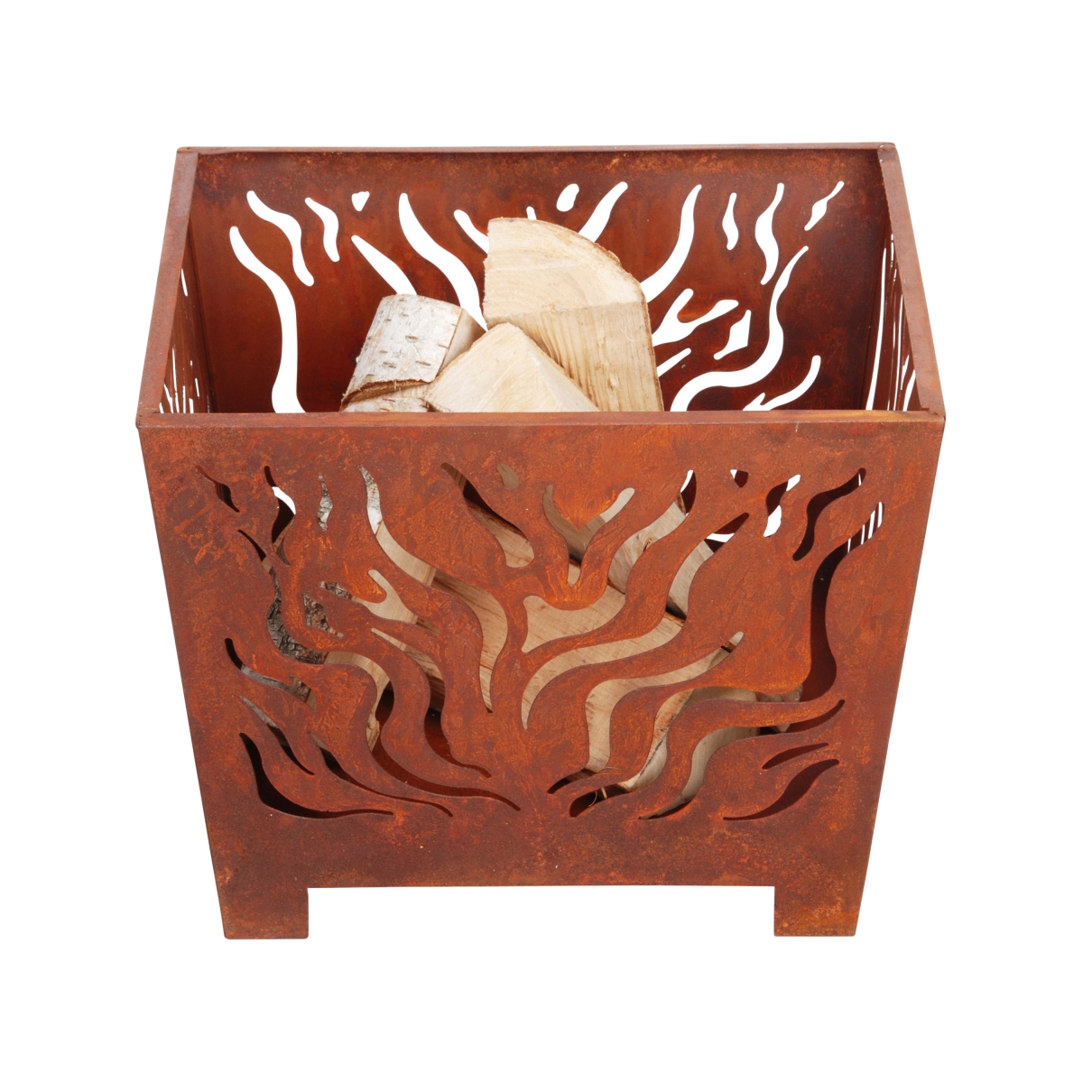 Flame Fire Basket, Rust Metal - Small