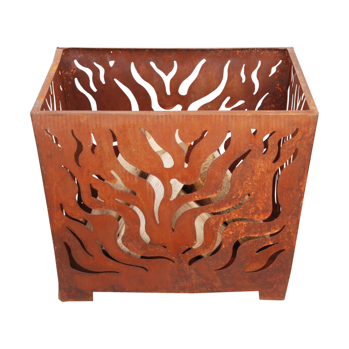 Flame Fire Basket, Rust Metal - Medium