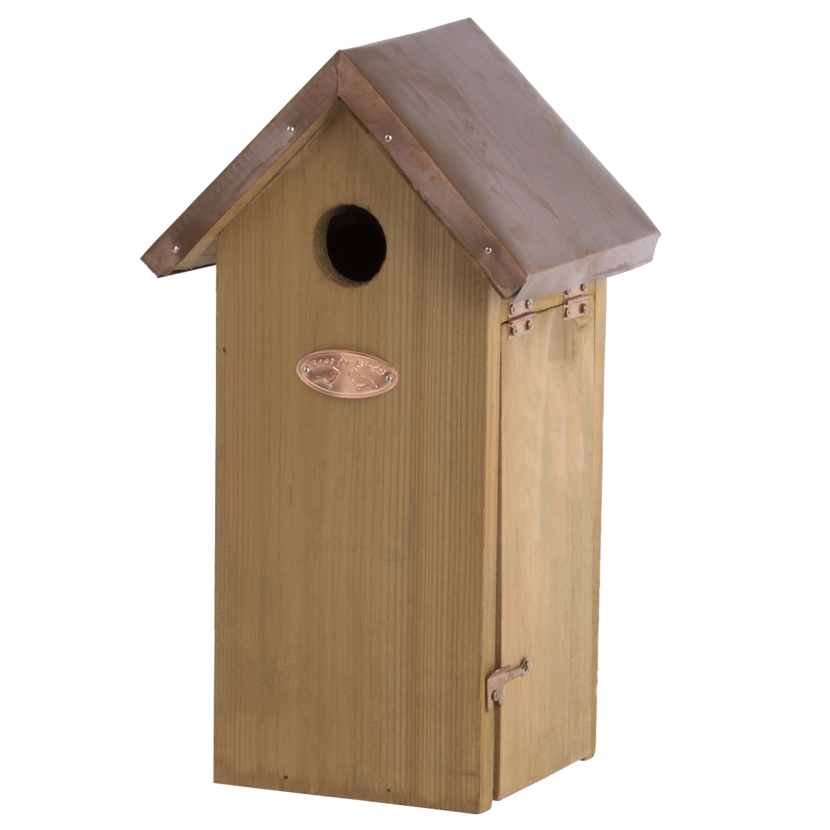 Picture of Esschert Design NK04 Antique Wash Wood Great Tit Bird House with Copper Roof