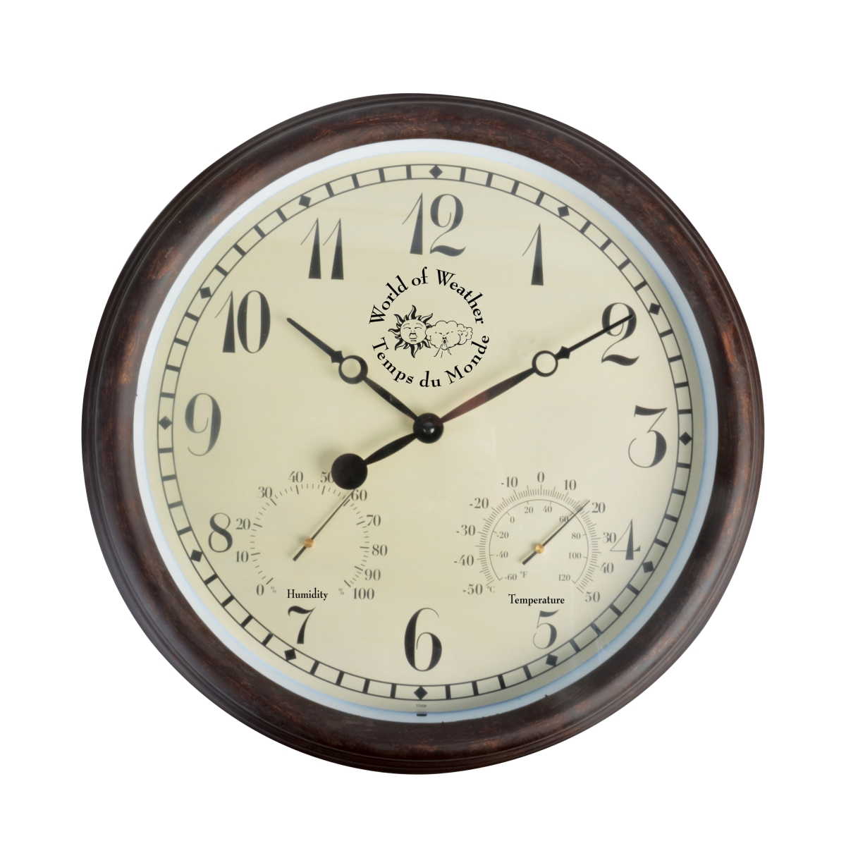 Picture of Esschert Design TF008 Plastic Clock & Thermometer&#44; Bronze - Large