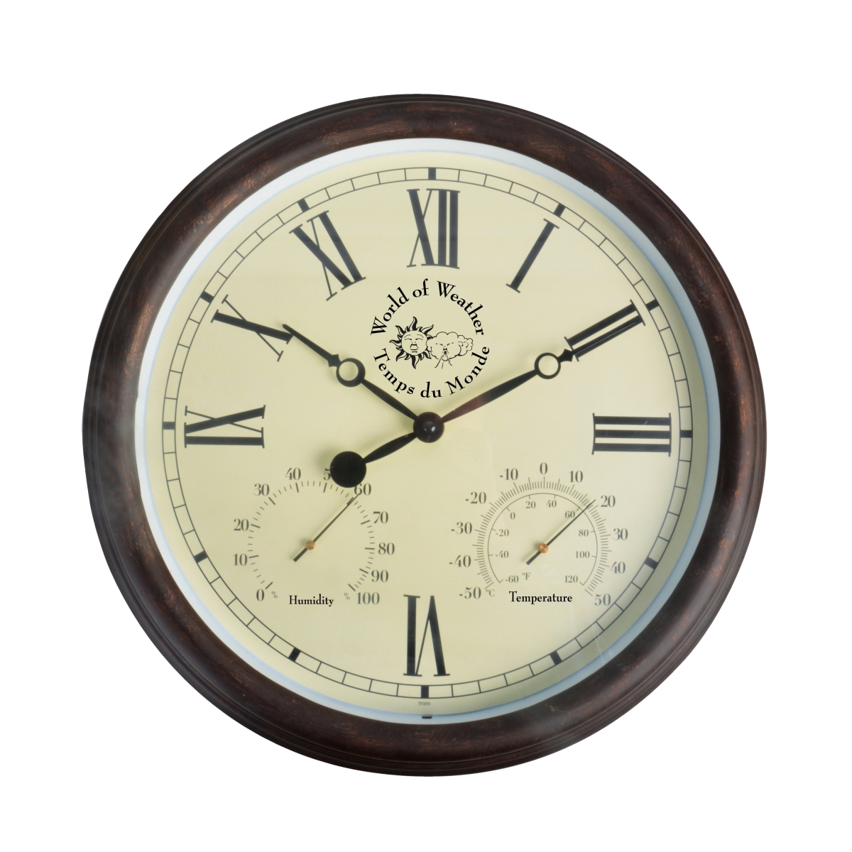 Picture of Esschert Design TF009 Clock with Roman Numerals Plastic, Brown - Large