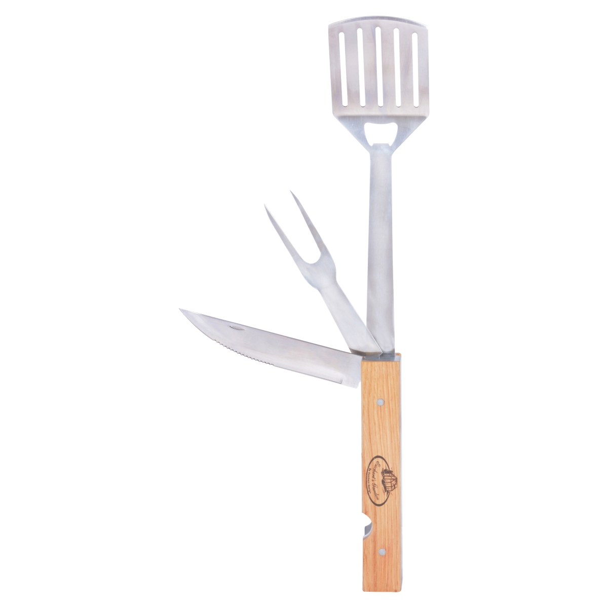 Foldable BBQ Tools, Stainless Steel & Wood