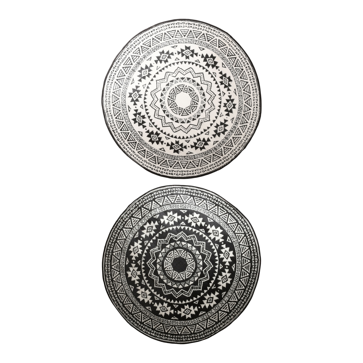 Reversible Round Garden Carpet, Black & White