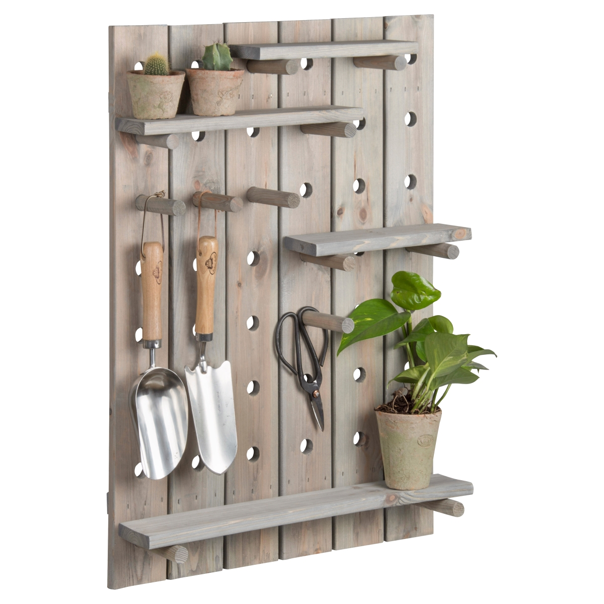 Pegboard with 4 Shelves, Grey