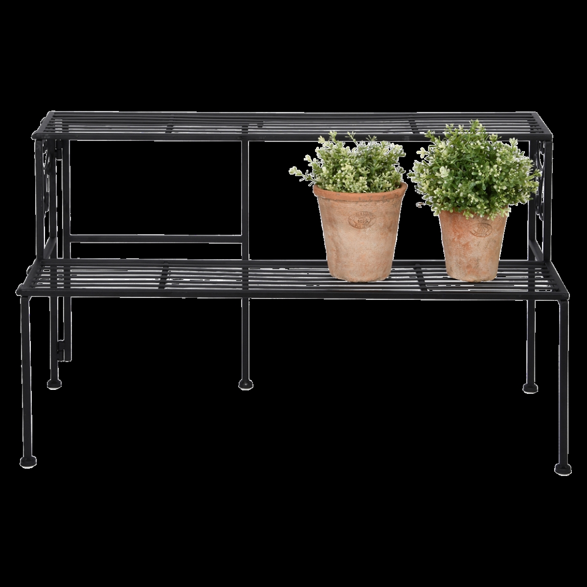 Iron Two Shelf Folding Stand, Black