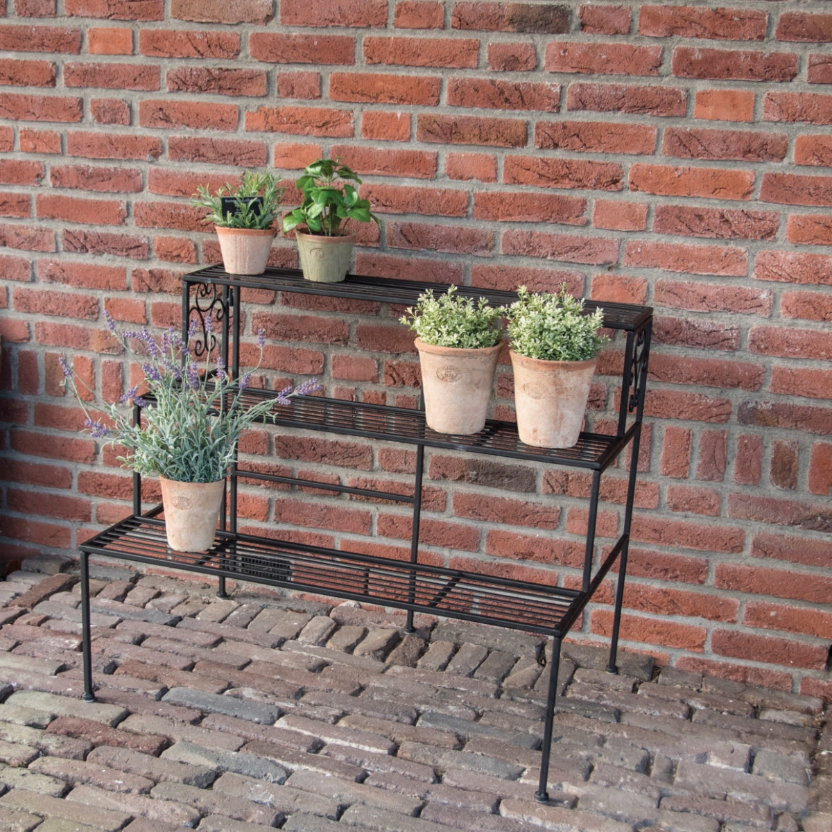 BPH103 51.5 x 78.9 x 65.3 cm Iron Three Shelf Folding Tagre, Black