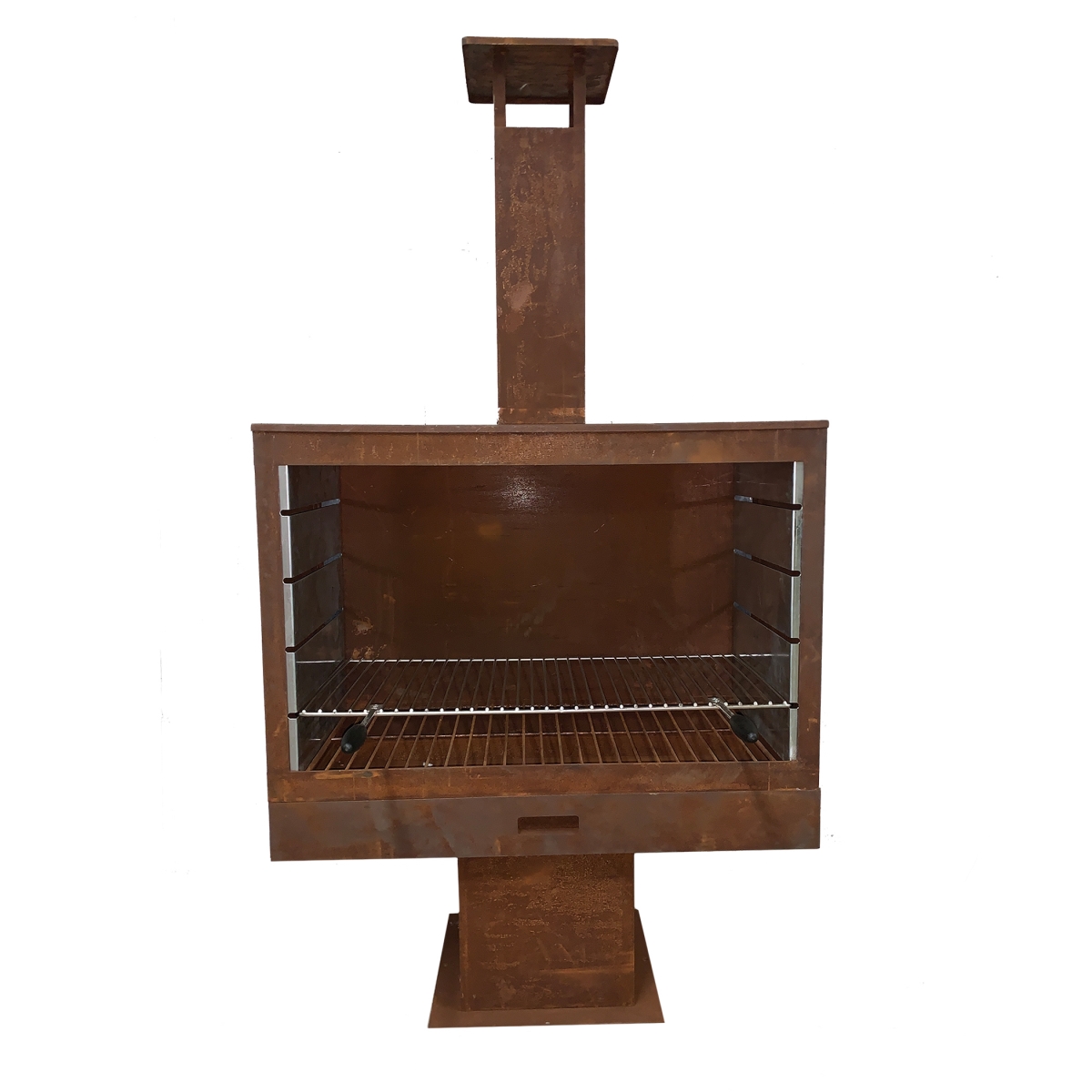 Wide Terrace Heater with Grill, Rust Finish