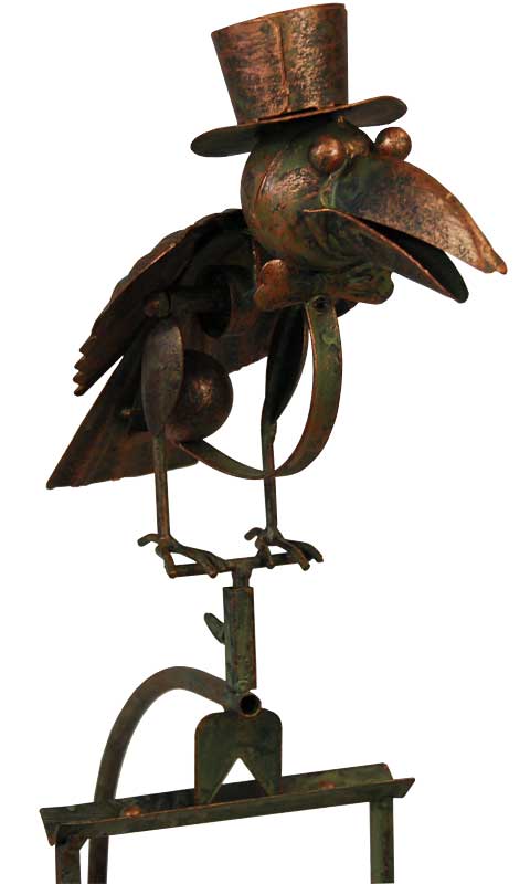 Metal Bird Rocker Stake with Hat