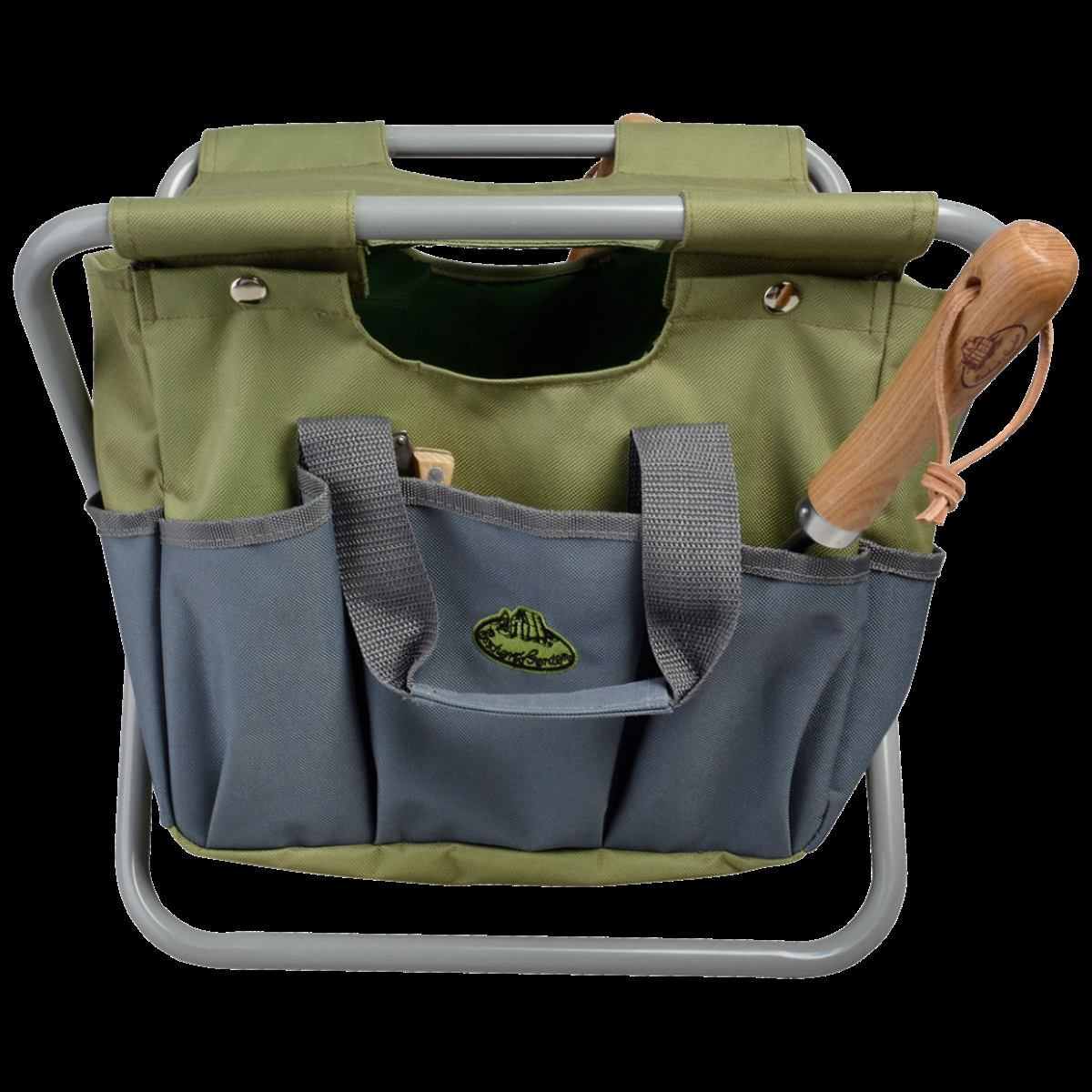 GT85 Garden Tool Bag & Stool, Gray - Polyester & Steel