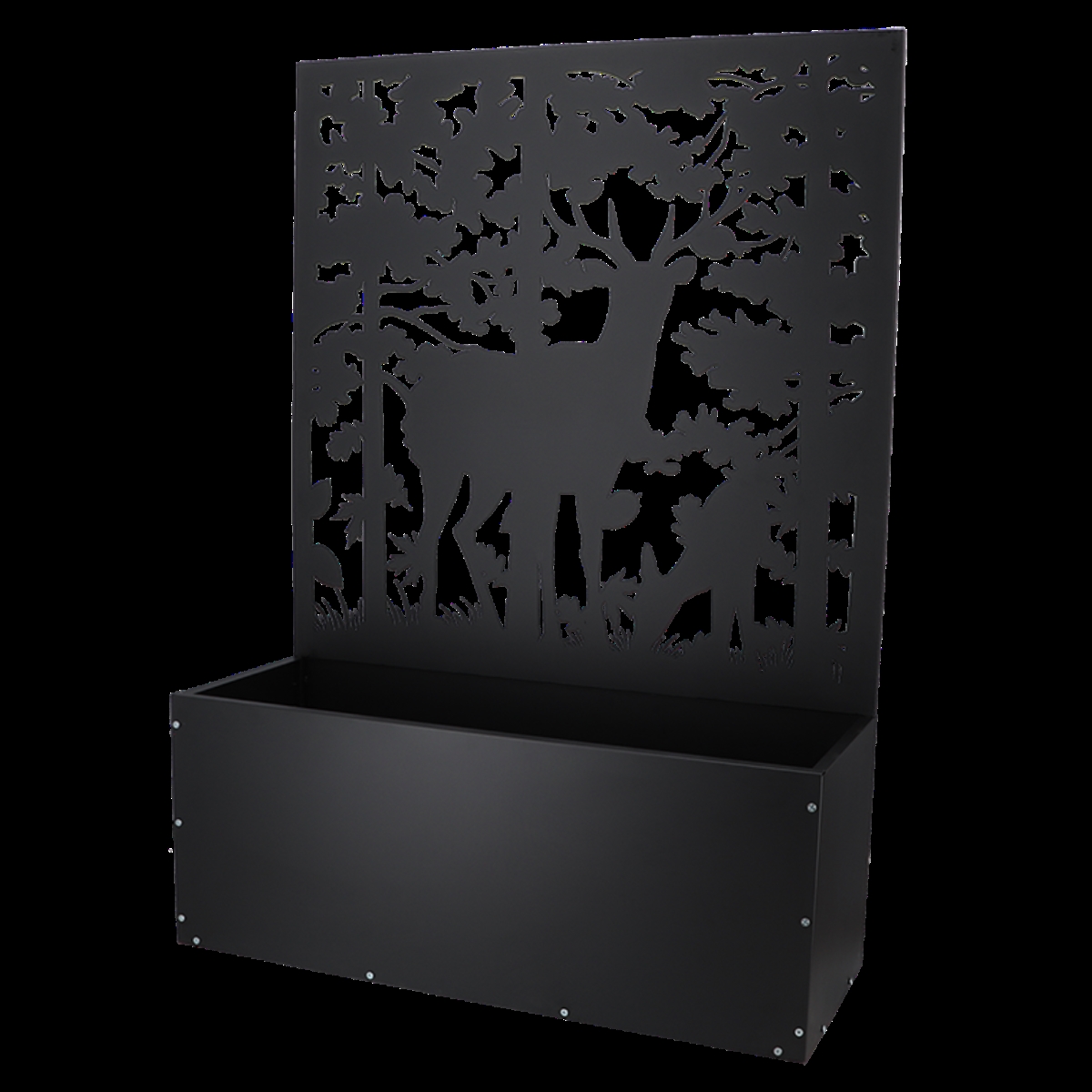 PY129 55 in. Deer Design Planter with Trellis, Metal - Black
