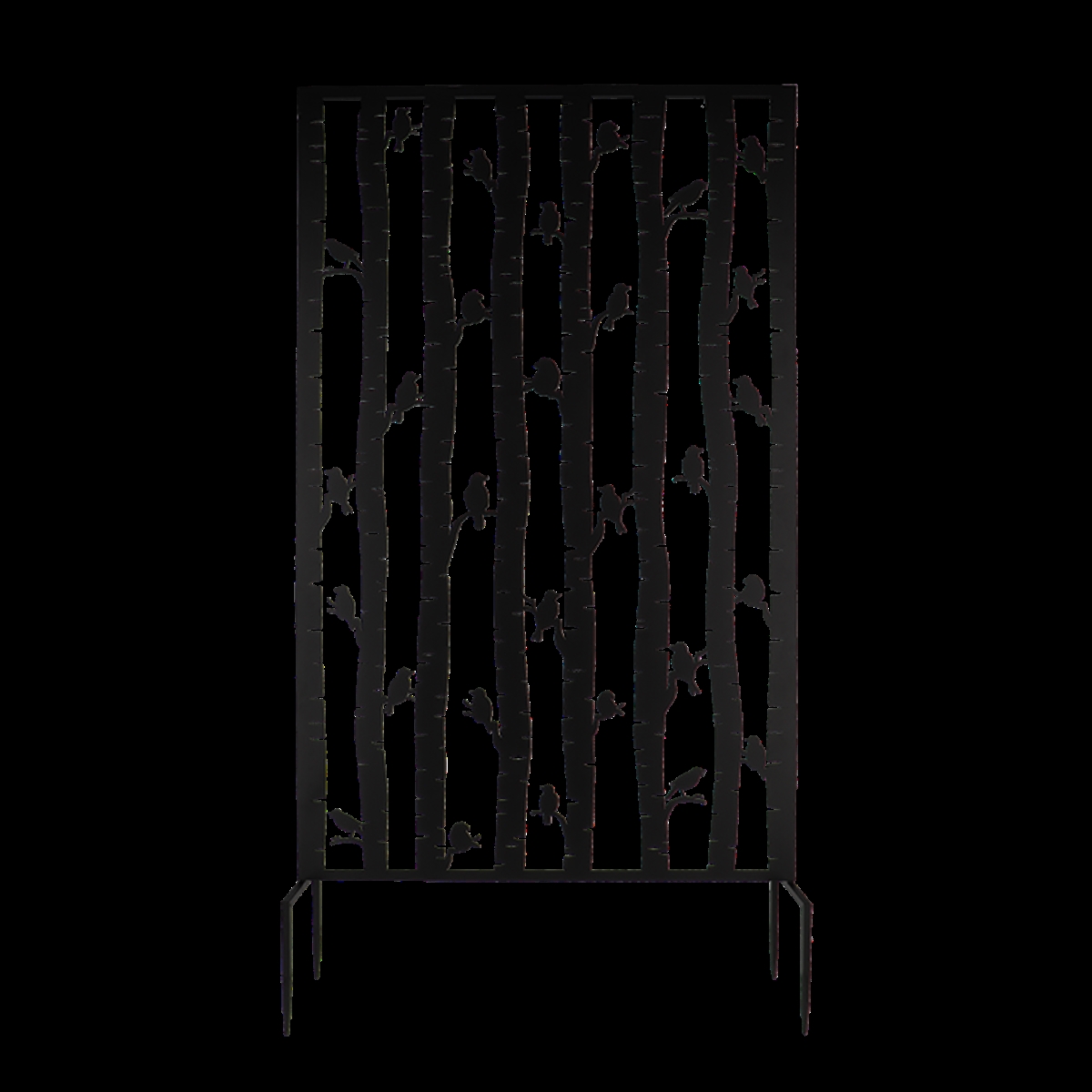 PY133 73 in. Bird Design Privacy Screen, Metal - Black