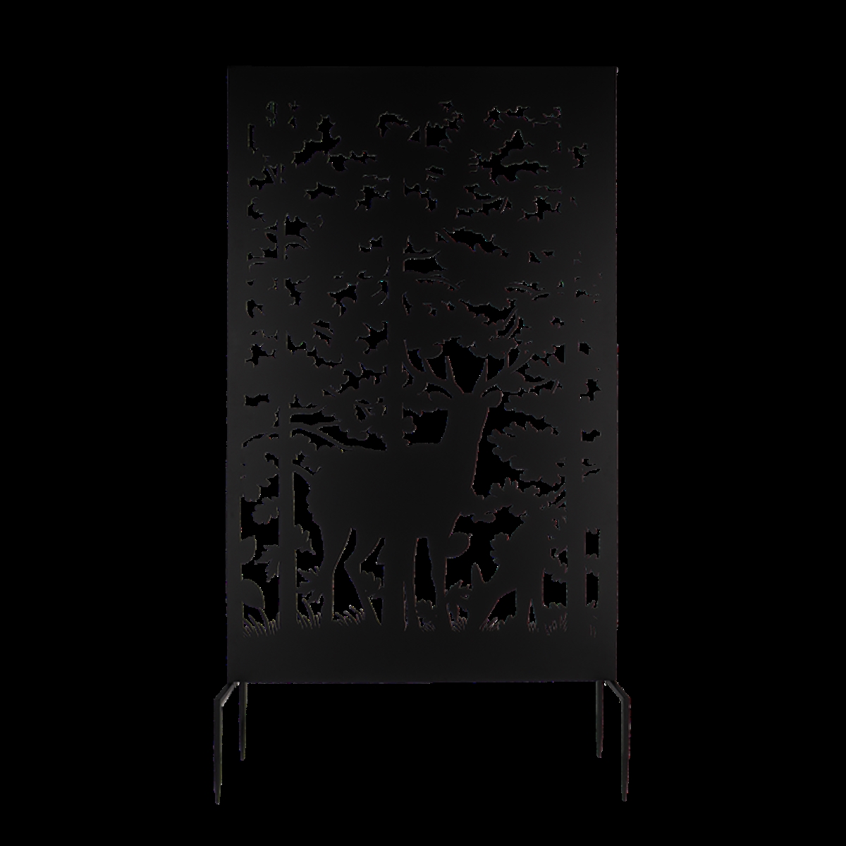 PY135 73 in. Deer Design Privacy Screen, Metal - Black
