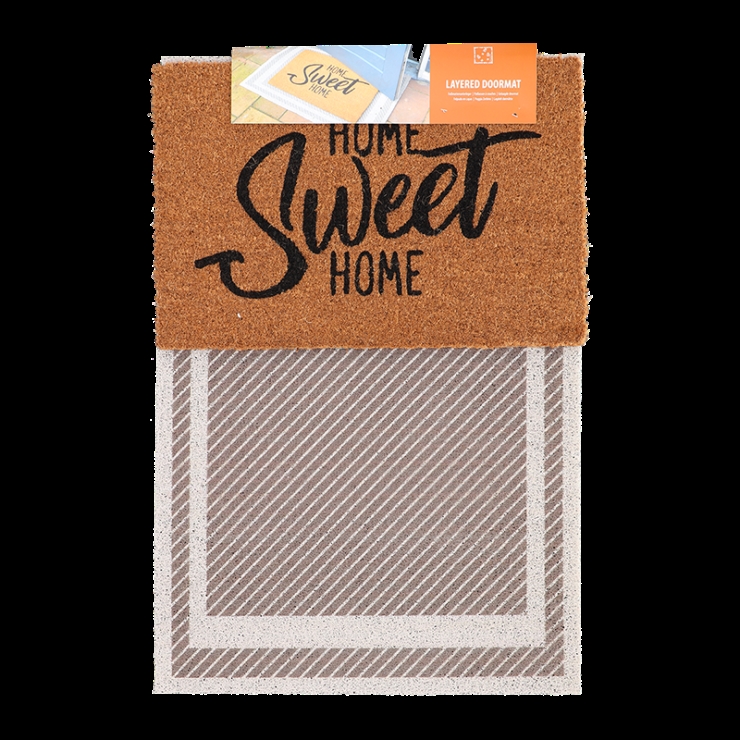 Picture of Esschert Design RB310 90 x 60 cm. Coir - Horizontal Striped Layered Doormat Set