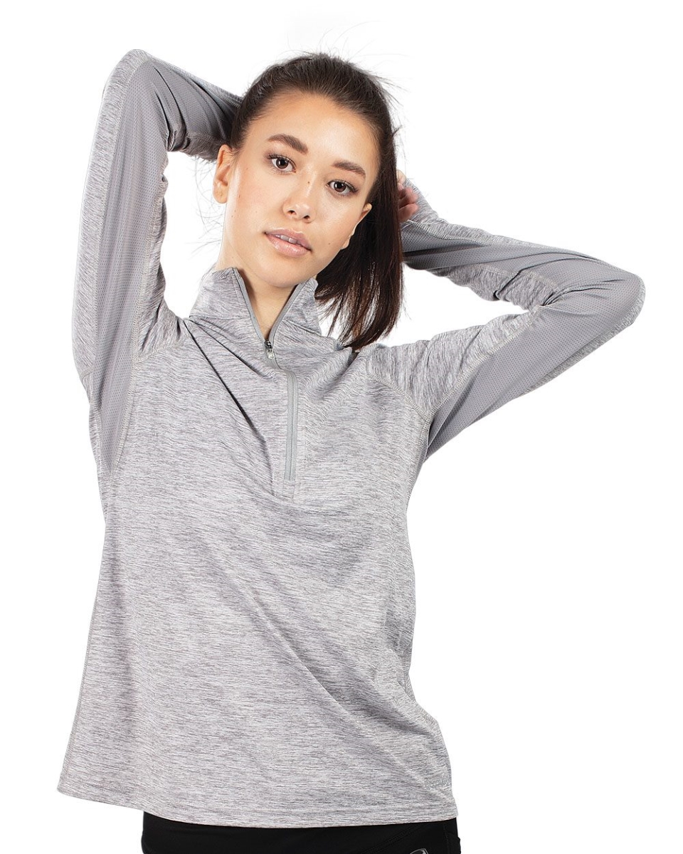 B18664532 Womens Electrify CoolCore Quarter-Zip Pullover Jacket, Maroon Heather - Extra Small