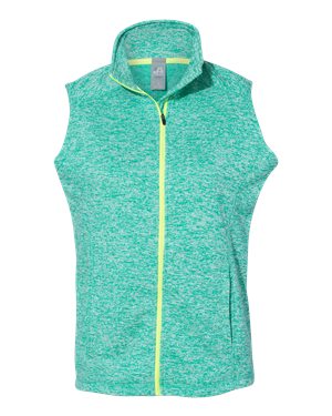J. America B33328403 Womens Cosmic Fleece Vest, Emerald & Neon Yellow - Small