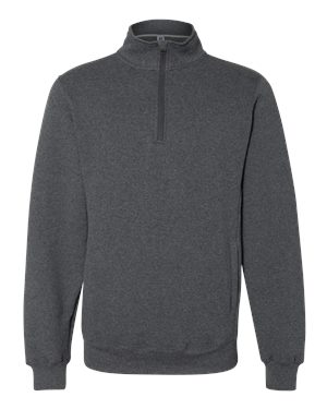 Dri Power Quarter-Zip Cadet Collar Sweatshirt, Black Heather - 2XL