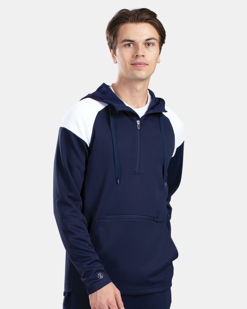 B17864752 Limitless Quarter-Zip Hooded Pullover, Royal & White - Extra Small