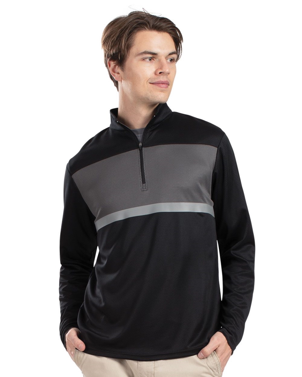 B17964124 Prism Bold Quarter-Zip Pullover, Black & Gold - Medium