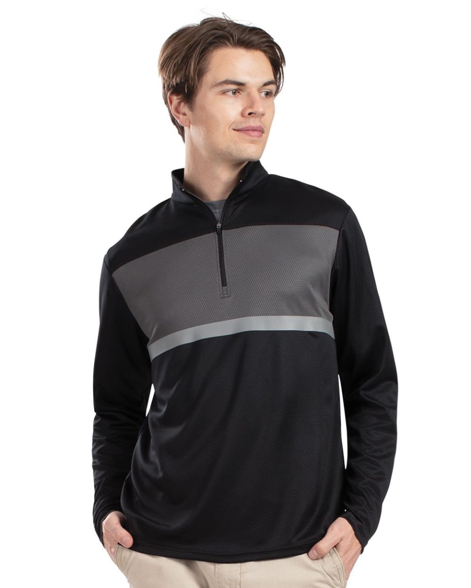 B17964944 Prism Bold Quarter-Zip Pullover, Black & Carbon - Medium