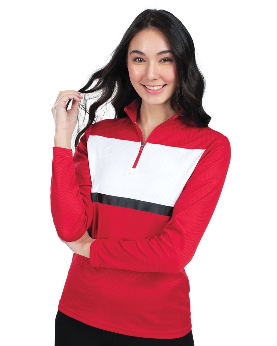 B18764653 Prism Bold Quarter-Zip Pullover for Women, Navy & White - Small