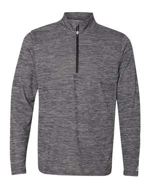B63634503 Striated Quarter-Zip Pullover, Black - Small