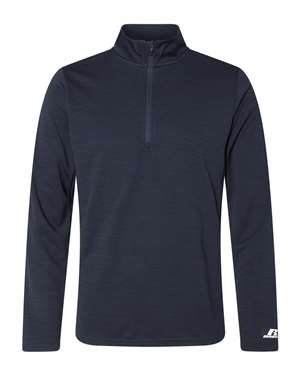 B63634657 Striated Quarter-Zip Pullover, Navy - 2XL