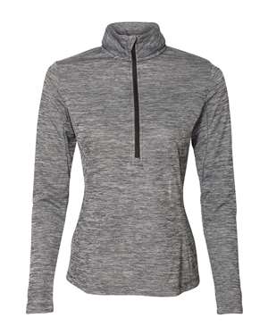 B62734504 Womens Striated Quarter-Zip Pullover, Black - Medium