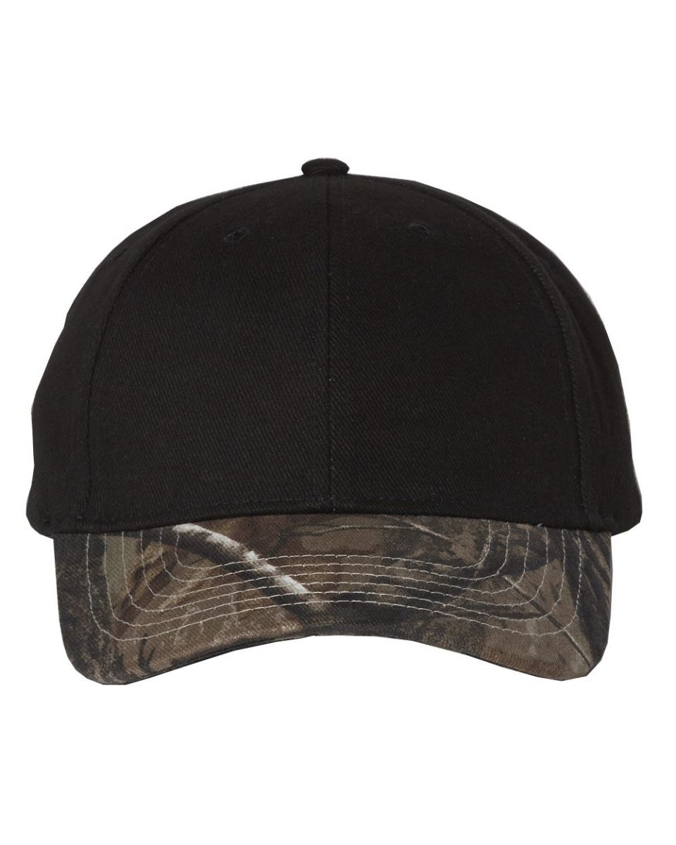 B76495330 Solid Crown with Camo Visor Cap, Blaze & Realtree Hardwoods - Adjustable -  Kati