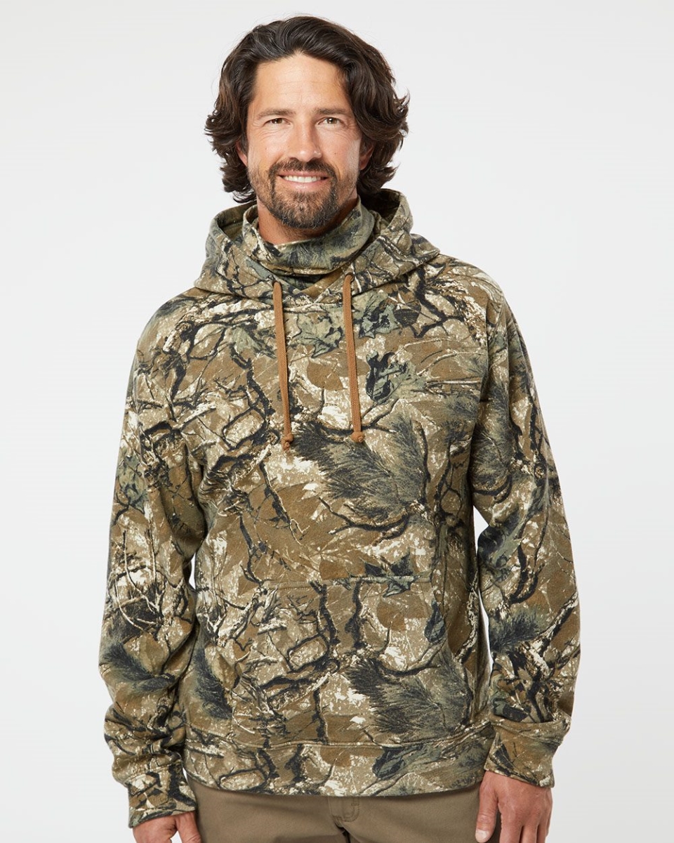 J. America B11828492 Gaiter Fleece Hooded Sweatshirt, Outdoor Camo - Extra Small