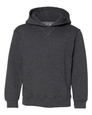 B61011514 Youth Dri Power Hooded Pullover Sweatshirt, Black Heather - Medium