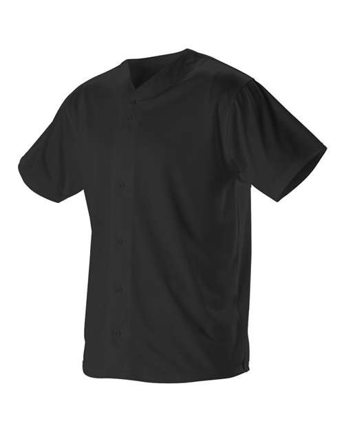 B33485507 Full Button Lightweight Baseball Jersey - Black - 2XL